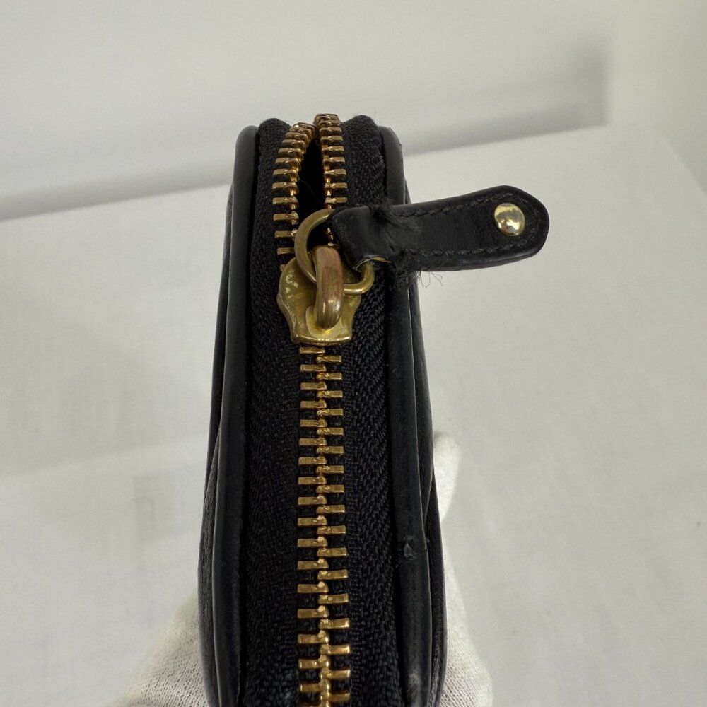 Coach Madison Gathered Leather Accordion Zip Around Wallet Black - Picture 7 of 9